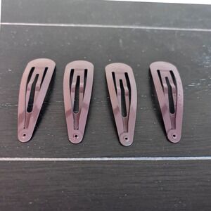 Vintage | Goody Contour Snap Hair Clips | Set of 4 Brown Metal Barrettes